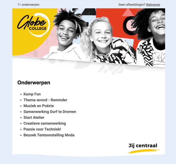 Globecollege nieuwsflits voorbeeld v01